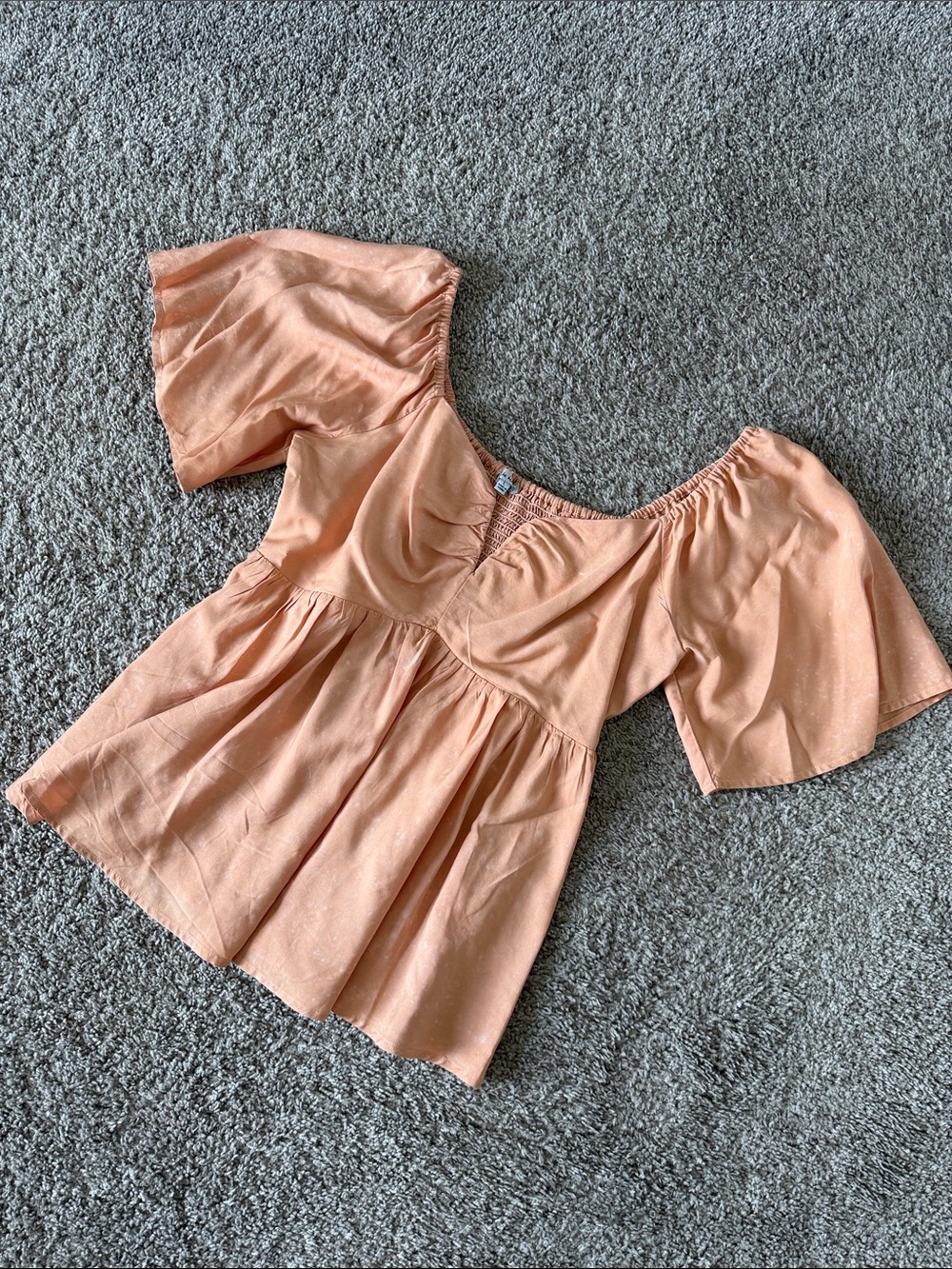 white birch Peach Off-Shoulder Peplum Blouse
